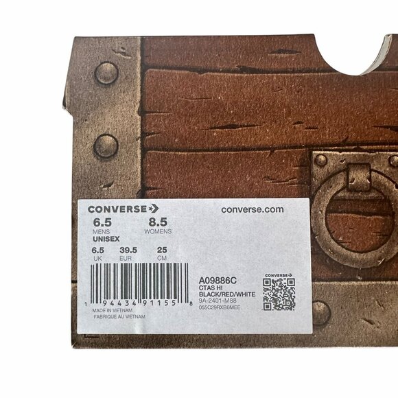 Converse x Dungeons & Dragons Chuck Taylor All Star Hi Black Red Men 6.5 A09886C - Picture 8 of 10